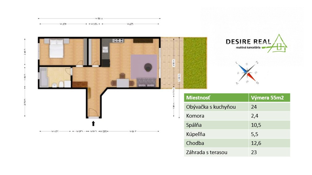 ✅ PRENAJATÉ : Prízemný bezbarierový, zariadený 2.izbový byt so záhradkou