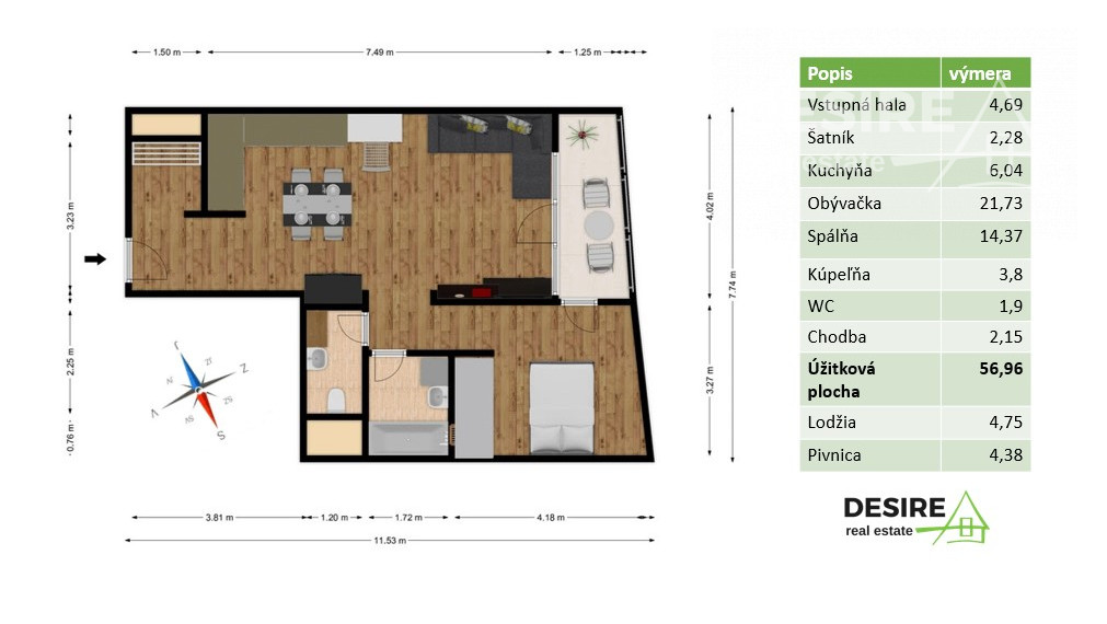 ✅ PREDANÉ: Moderný, štýlový 2 izbový byt so zariadením, loggia, parkovanie, III veže, Bajkalská ul.