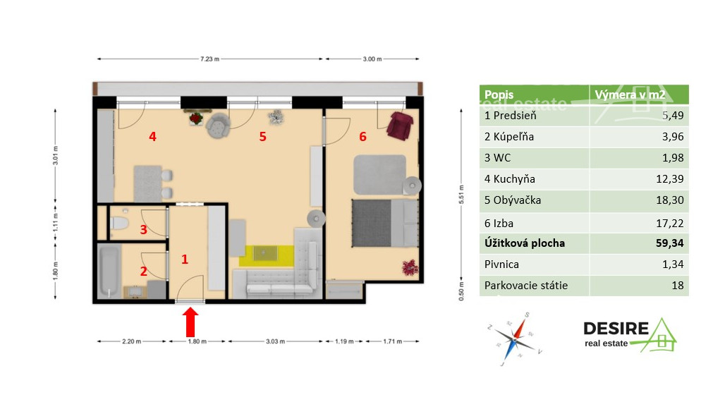 Priestranný štýlový 2i zariadený byt, parkovanie, pivnica, širšie centrum Pezinok